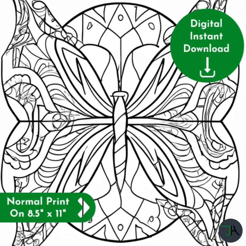 Coloring Pages for Adults and Kids - Theme Butterfly digital download