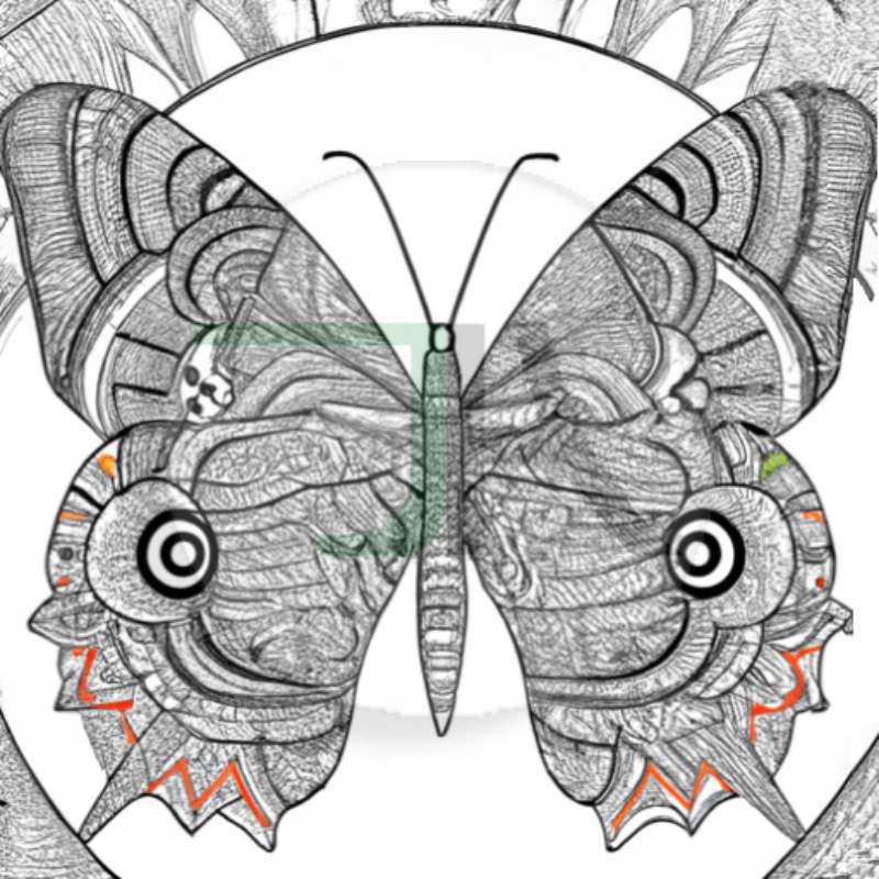 Coloring Pages for Adults and Kids - Theme Butterfly digital download example 2