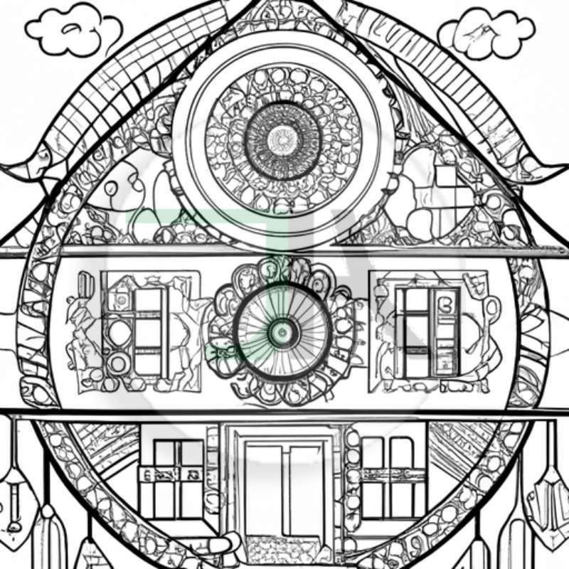 Coloring Pages for Adults and Kids - Theme Chikara Houses digital download windows