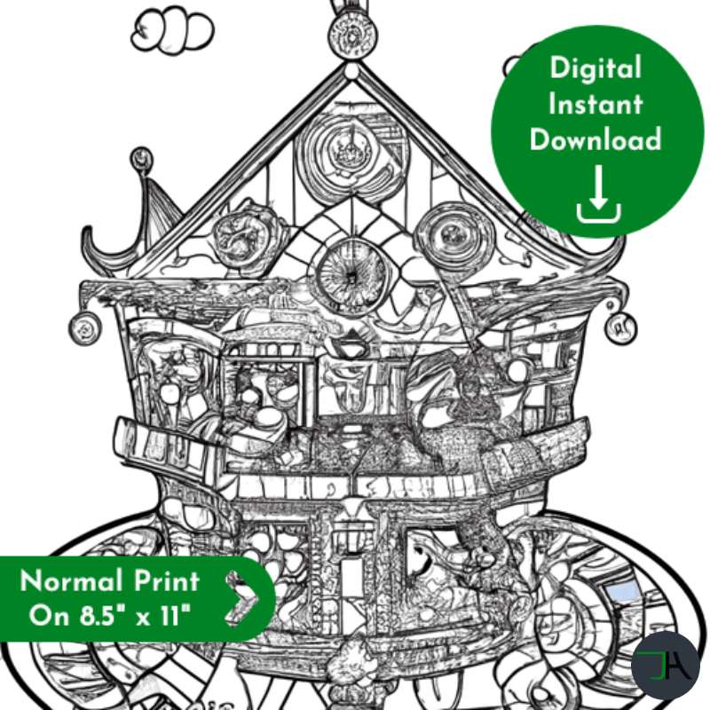 Coloring Pages for Adults and Kids - Theme Chikara Houses digital download