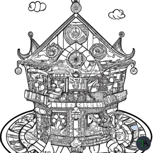 Coloring Pages for Adults and Kids - Theme Chikara Houses