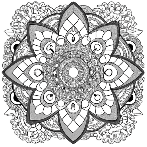 Coloring Pages for Adults & Kids - Diverse Themes for Stress Relief and Relaxation chikara houses mandala