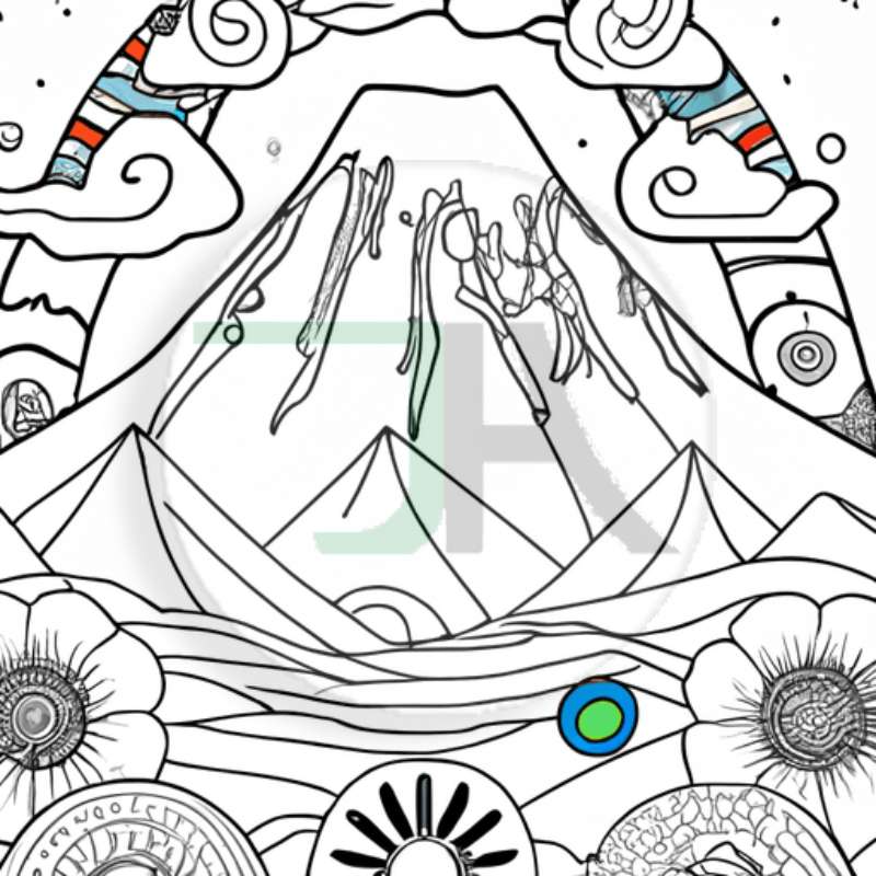 Coloring Pages for Adults and Kids - Theme Japanese Mount digital download fuji mount