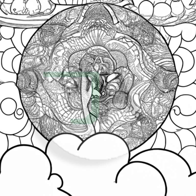 Coloring Pages for Adults and Kids - Theme Tree On Clouds detailed concentration meditation